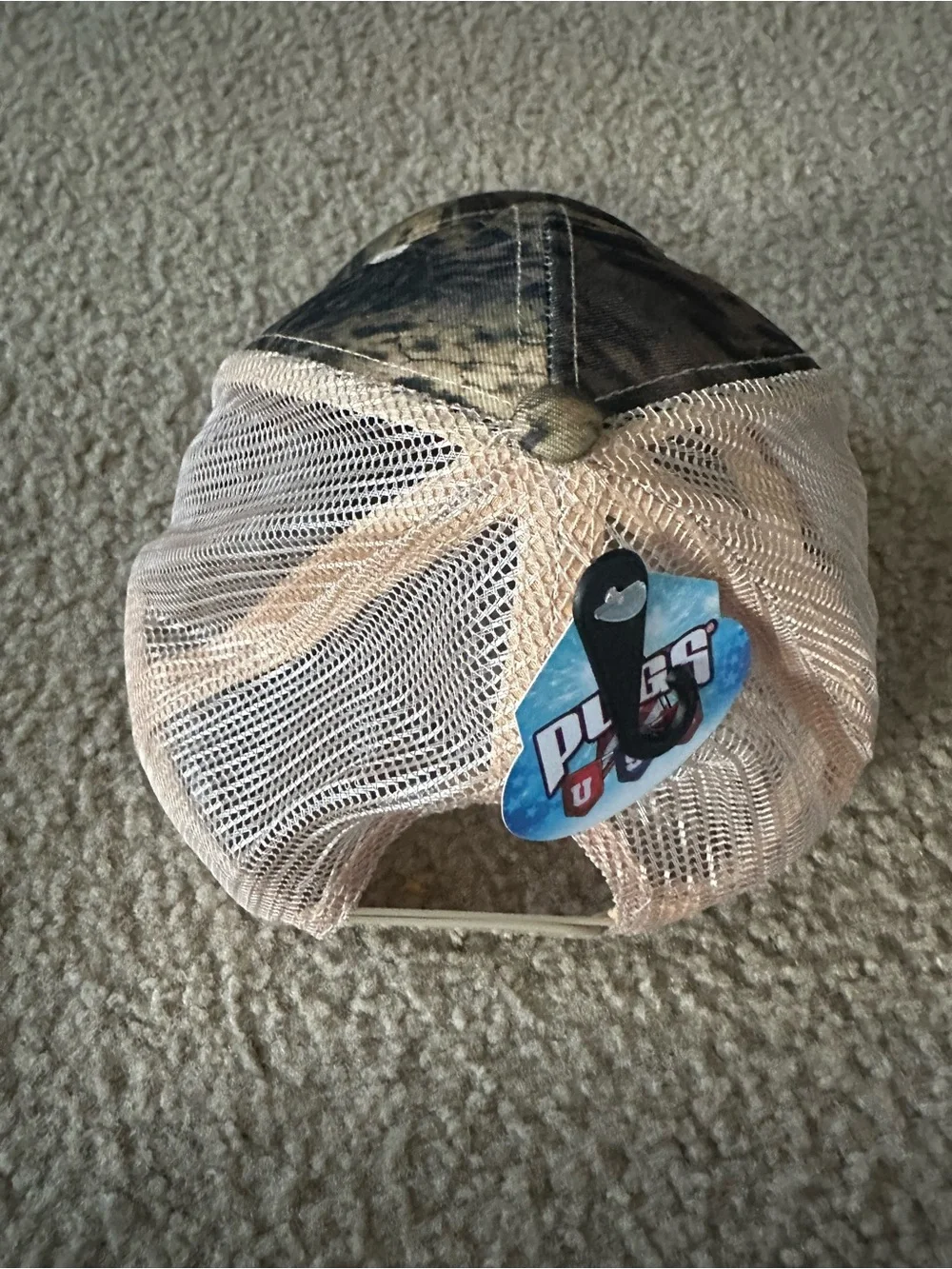 Camo Trucker Hat with Leather American Flag Patch
